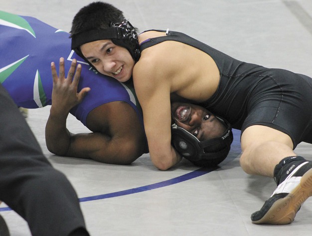 Lake Washington's Saul Del Rio beat Liberty's Jimmy Andrus by fall 2:47 to take third place at the KingCo tournament in the 145 weight class.