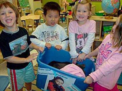 Fourteen preschoolers from Kirkland Bright Horizons recently collected more than 40 coats to benefit foster children.