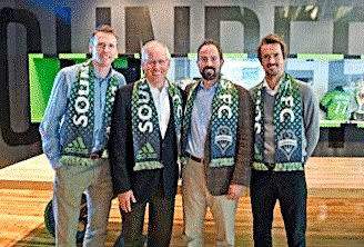 EvergreenHealth CEO Bob Malte joined Seattle Sounders FC staff last week at their corporate headquarters and venue