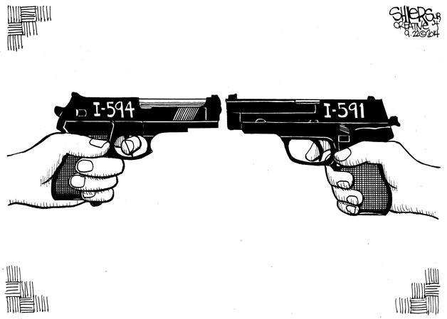 Dueling fire arms initiatives 594 and 591 | Cartoon