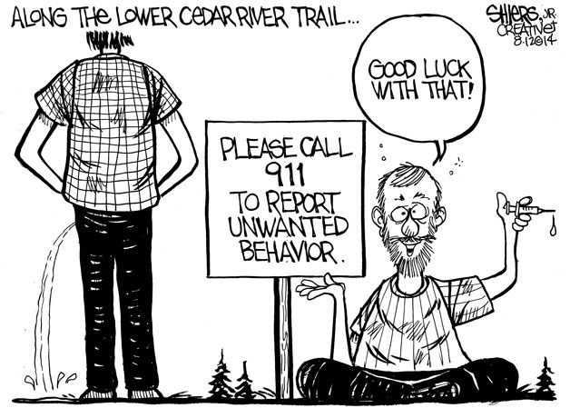 Please call 911 to report unwanted behavior | Cartoon for Aug. 17