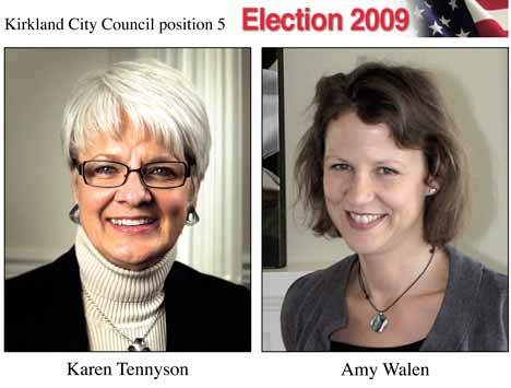 Karen Tennyson and Amy Walen are running for Kirkland City Council position 5.