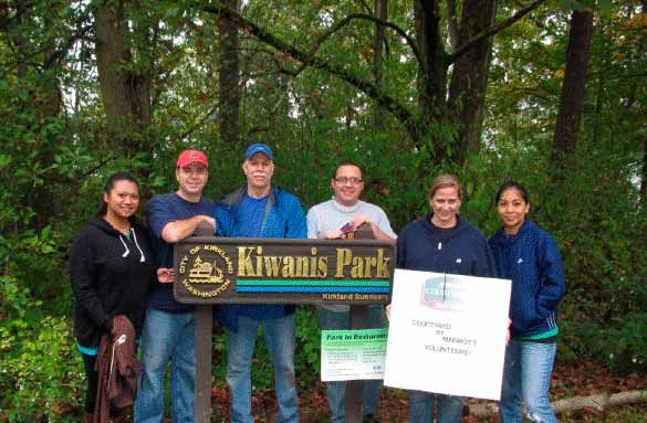 Courtyard by Marriott employees who volunteer monthly at Kiwanis Park.