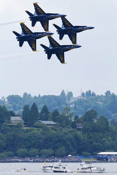 The Blue Angels will take flight over Lake Washington today.