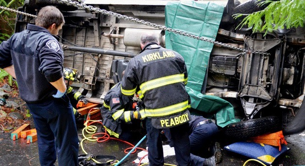 Kirkland firefighters responded to a van rollover