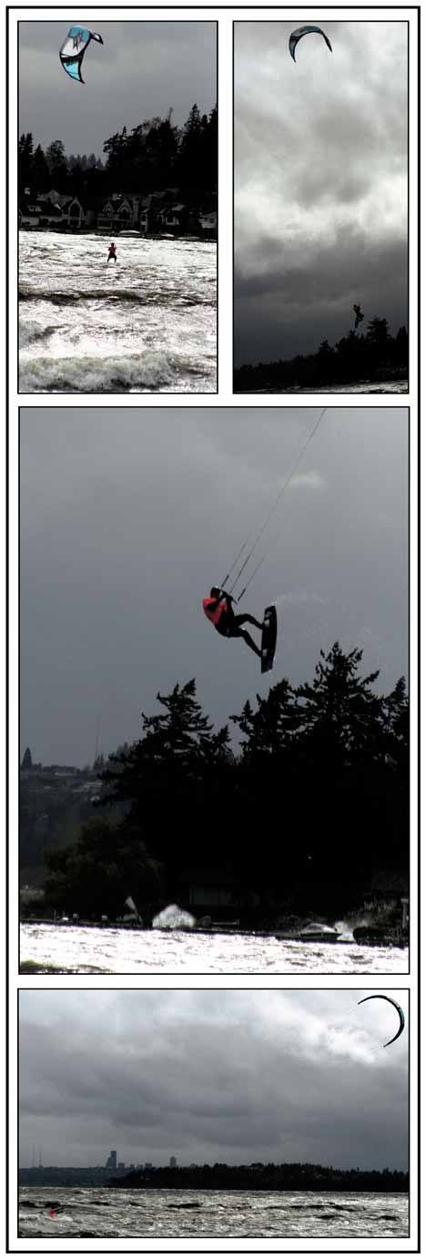 A para surfer takes advantage of high winds on Lake Washington in Juanita Bay. Winds on the Kirkland waterfront were clocked at 60 miles per hour Friday afternoon.