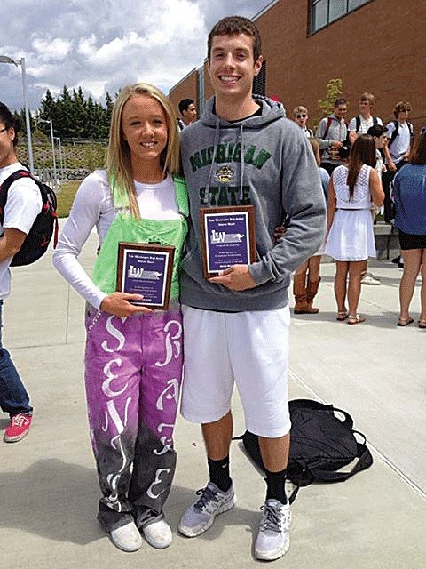 Lake Washington High School students Sara Wilson and Sean Whaley are the 2012-2013 winners of the annual Athlete of the Year award