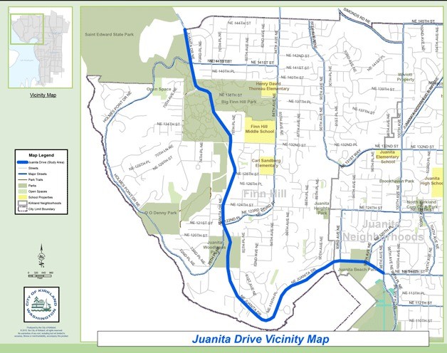 The public is invited to share thoughts about suggestions or improvements for Juanita Drive with city of Kirkland staff at a public meeting Oct. 7.