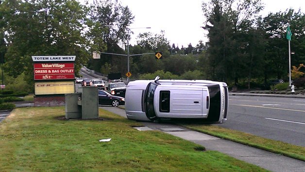 This Range Rover rolled over near the Value Village in Kirkland early Friday morning.