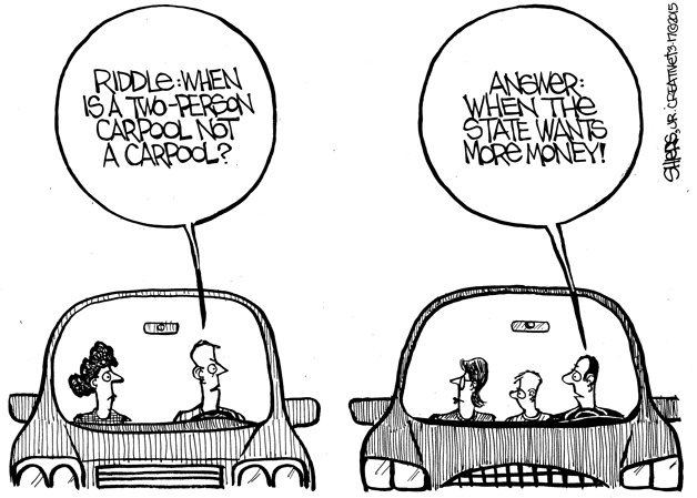 When is a two-person carpool not a carpool? | Cartoon