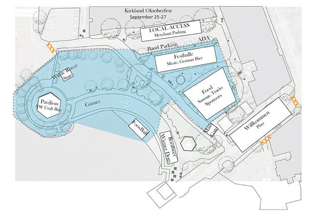 This map shows the layout for this year's Kirkland Oktoberfest.