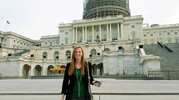 Juanita High School senior Julie Stevens in front of the Capitol building in Washington