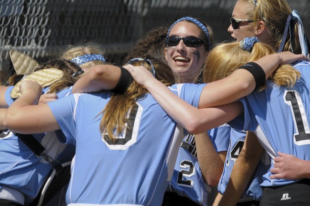 Kathryn Wood (2) rallies The District 9 host team comprised of Bellevue-Mercer Island girls bfore play against Asia-Pacific during Junior Softball World Series tournament pool play at Everest Park in Kirkland on Monday