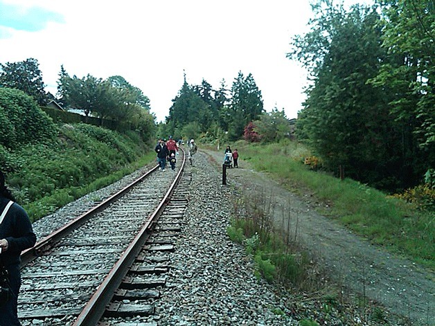 About 140 people - mostly couples and families - turned out for the Connect Kirkland Treasure Hunt/Walk along the BNSF corridor on May 22.