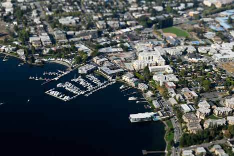 An aerial view of the Kirkland waterfront on Wednesday