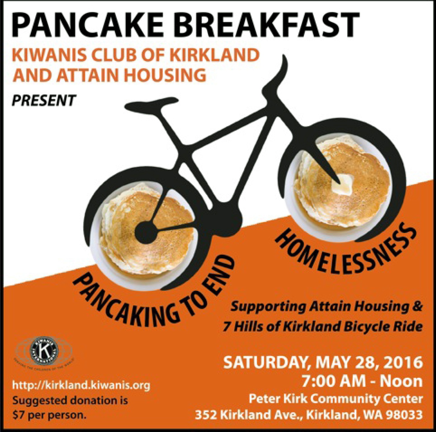 The Kiwanis Club of Kirkland will present its annual Pancake Breakfast on May 28. - Contributed art