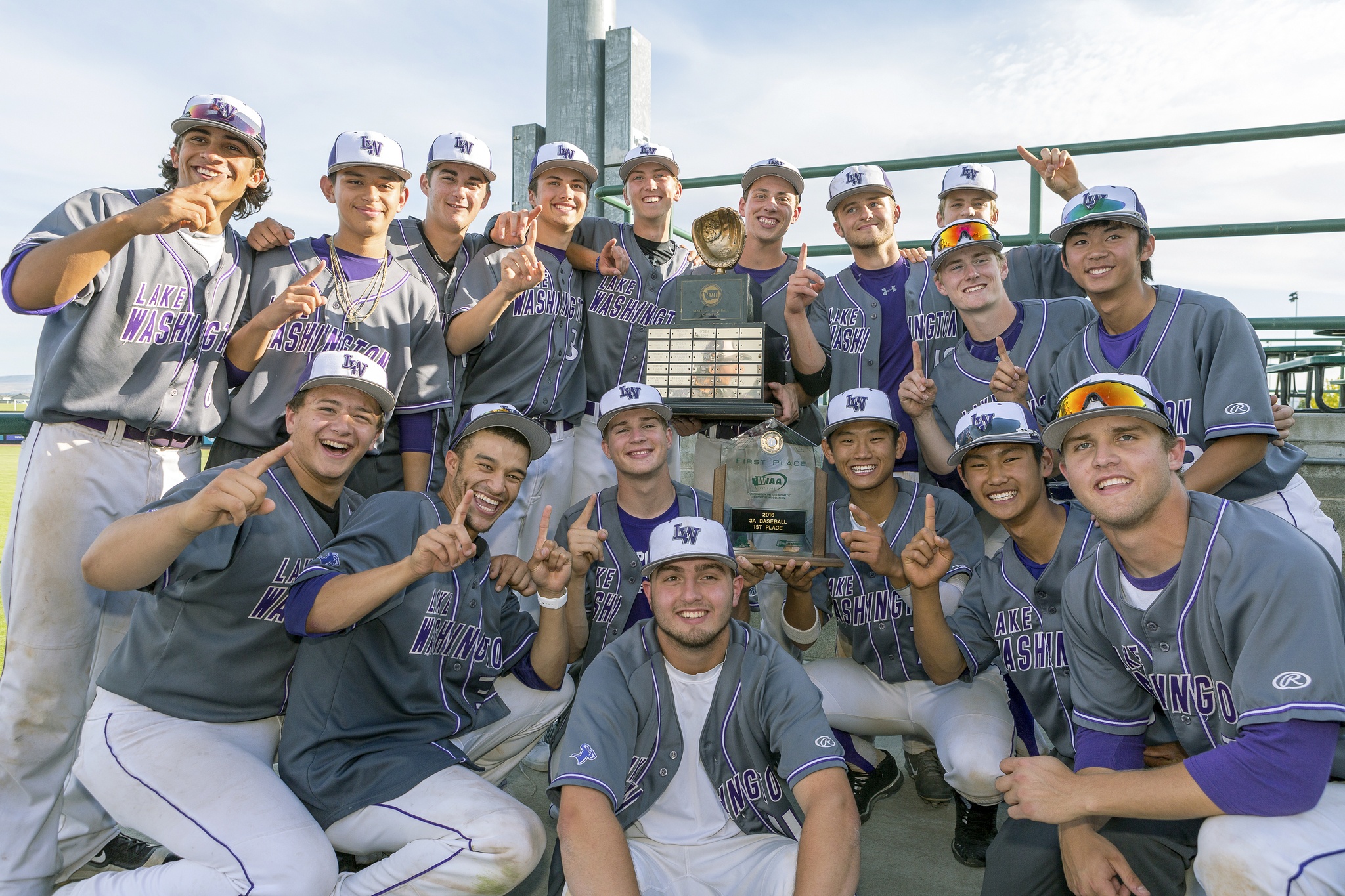 A majority of the players for the Lake Washington High baseball team came through the Kirkland American Little League system. Photo courtesy of Jodi Scheffler