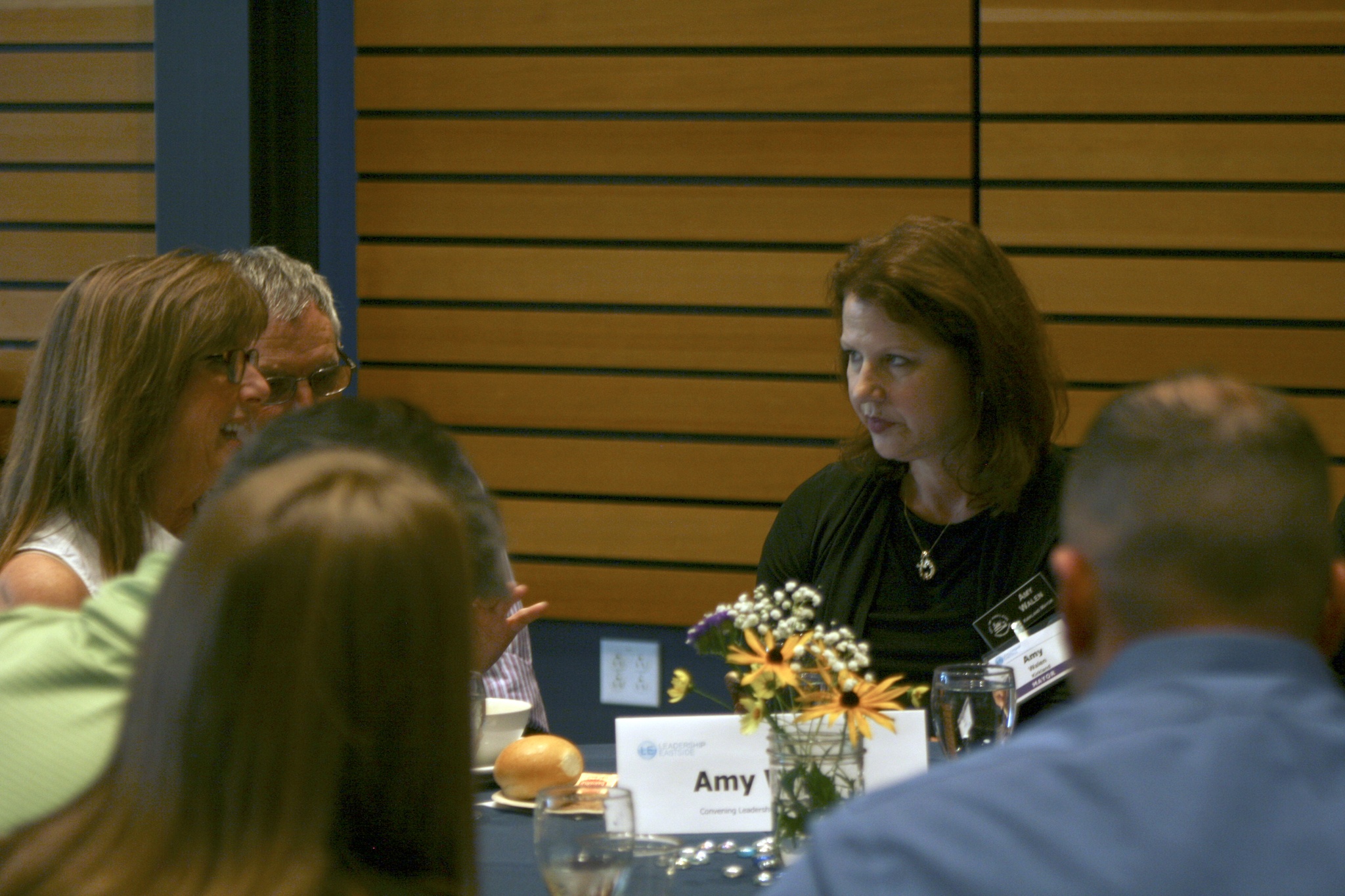 Kirkland Mayor Amy Walen participates in a group discussion as part of a Sept. 9 Leadership Eastside event at Cascadia College in Bothell.