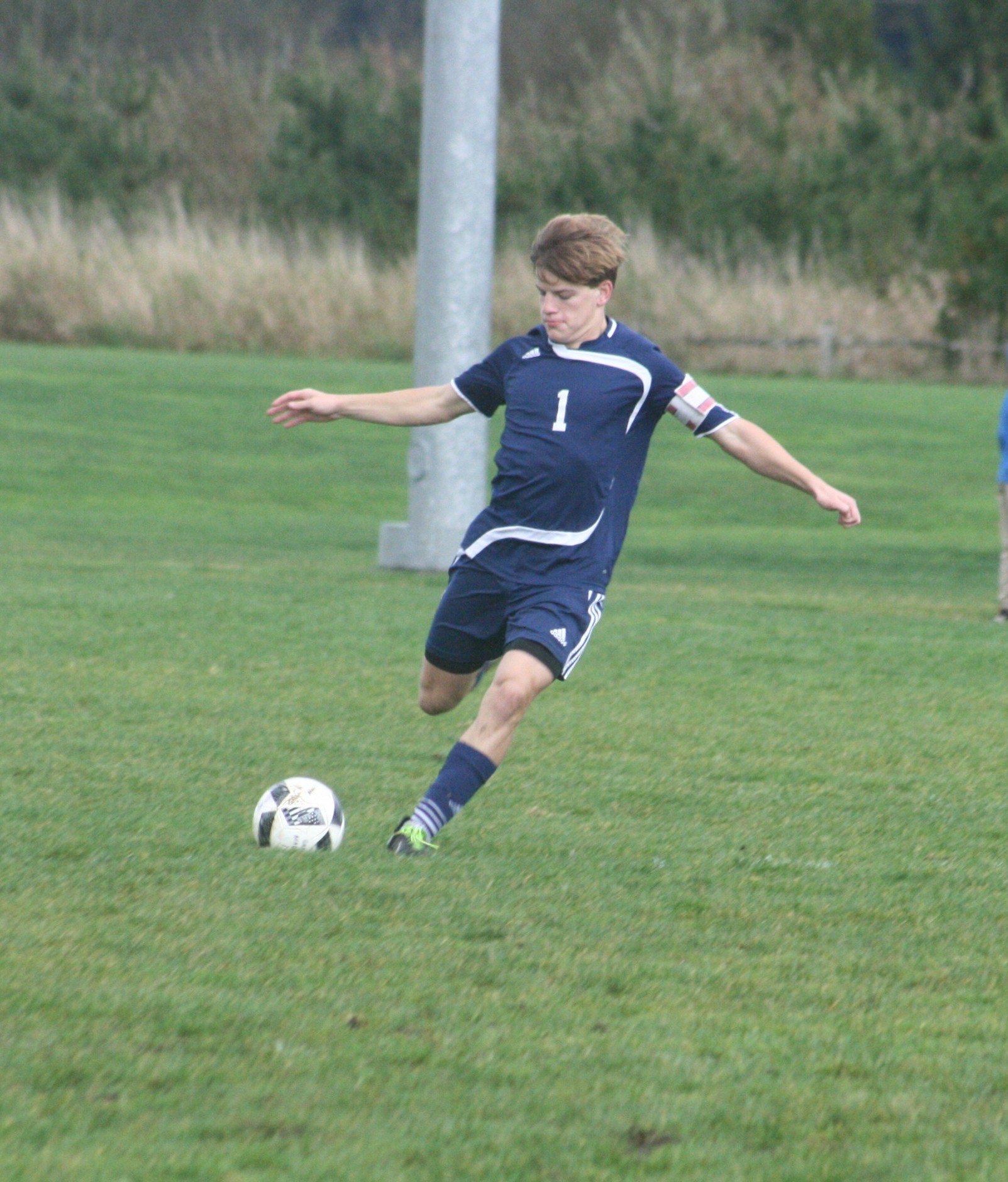 Justin Hatcher scored a goal and tallied an assist in the Highlanders’ 2-1 win over Grace Academy on Oct. 18. Submitted photo.