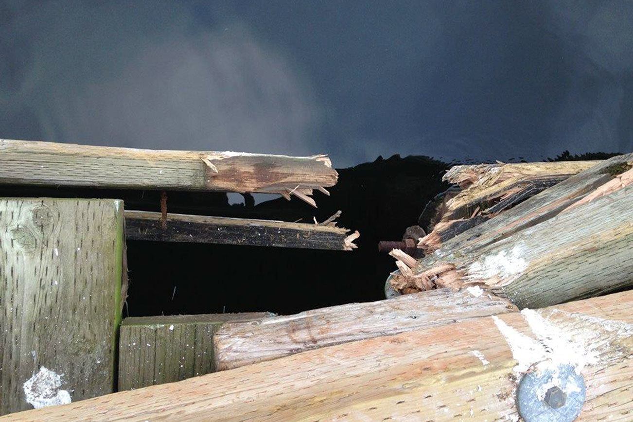 Marina Park pier damaged by seaward “hit-and-run”