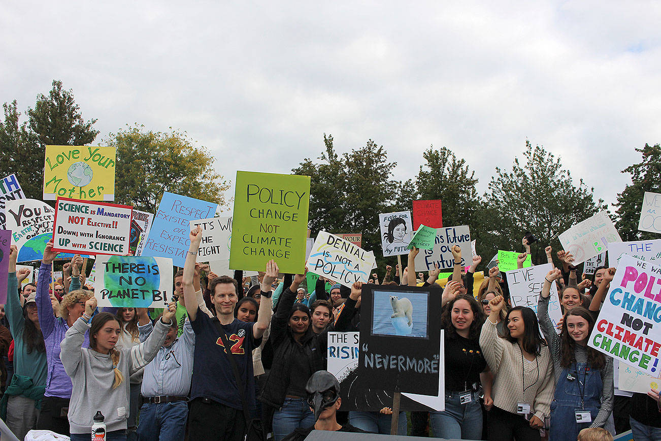 Hundreds of protesters gathered Friday for the climate strike. Madison Miller/staff photo