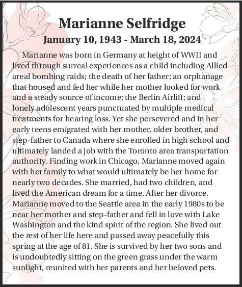 Marianne Selfridge | Obituary