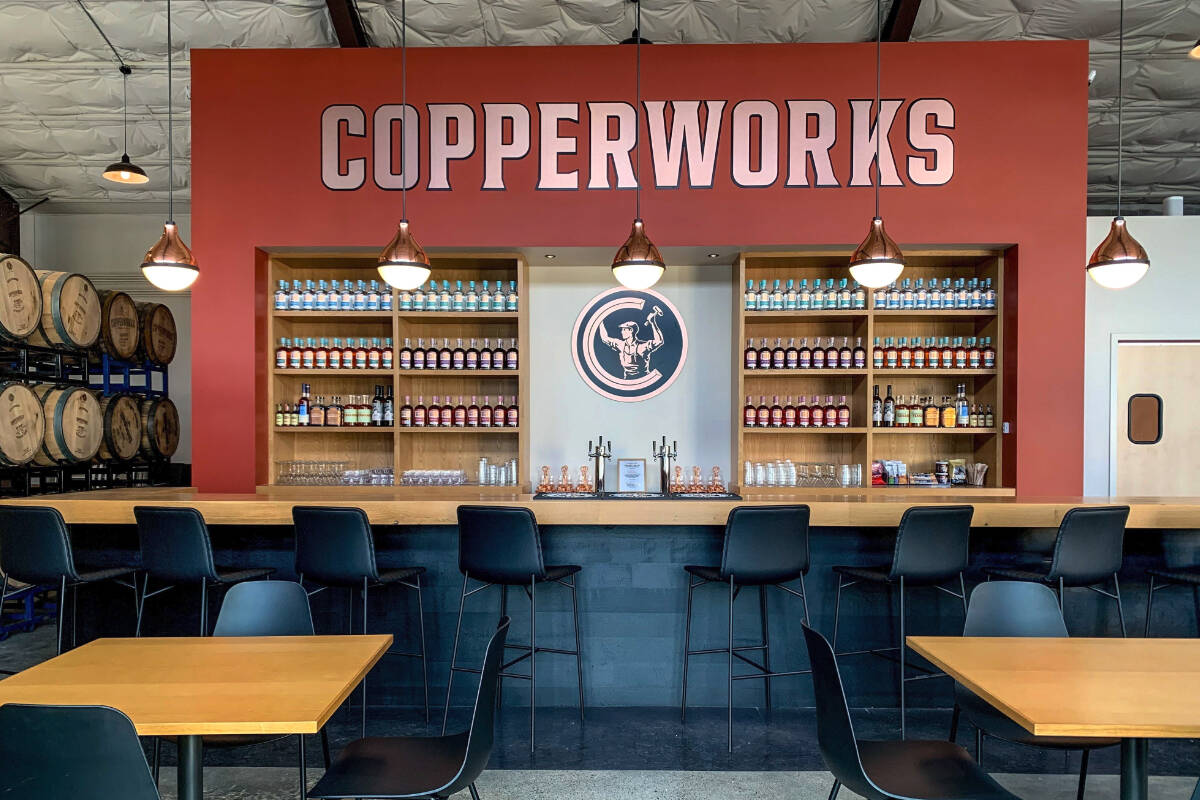 Copperworks Distillery produces small-batch American Single Malt Whiskey, gin, and vodka, all made from malted barley and distilled in traditional copper stills